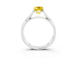 White gold Emerald Cut Yellow Sapphire Solitaire Twist Band Prong Setting Ring_117
