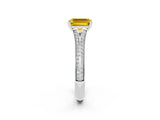 White gold Emerald Cut Yellow Sapphire Split Shank Engagement Ring with Pavé Band_26