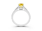 White gold Emerald Cut Yellow Sapphire Split Shank Engagement Ring with Pavé Band_27