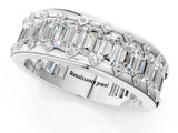 Silver Emerald Cut and Round Diamond Eternity Mens Band