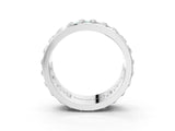 Silver Emerald Cut and Round Diamond Eternity Mens Band