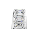 Silver Emerald Cut and Round Diamond Eternity Mens Band