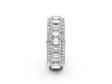 10K White Gold Emerald Cut and Round Diamond Multi-Row Mens Band