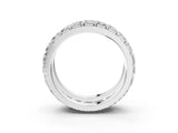 Silver Emerald Cut and Round Diamond Multi-Row Mens Band