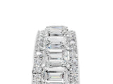 10K White Gold Emerald Cut and Round Diamond Multi-Row Mens Band