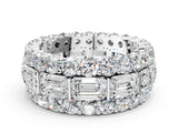 White gold Emerald Cut and Round Diamond Three-Row Eternity Mens Band_24
