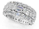 White gold Emerald Cut and Round Diamond Three-Row Eternity Mens Band_25