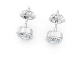 White gold Emerald Diamond Bezel-Set Stud Earrings_7