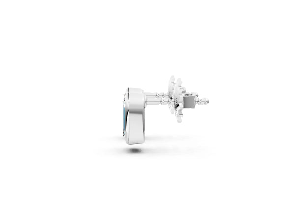 Platinum Emerald Diamond Bezel-Set Stud Earrings