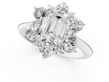 White gold Emerald Diamond Cluster Halo Ring with Solitaire Band and Four-Prong Setting_21