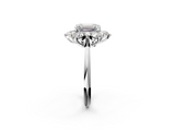 White gold Emerald Diamond Cluster Halo Ring with Solitaire Band and Four-Prong Setting_22