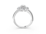 White gold Emerald Diamond Cluster Halo Ring with Solitaire Band and Four-Prong Setting_23