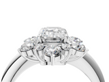 White gold Emerald Diamond Cluster Halo Ring with Solitaire Band and Four-Prong Setting_24