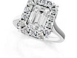 White gold Emerald Diamond Cluster Halo Solitaire with Four-Prong Setting_73