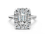 White gold Emerald Diamond Cluster Halo Solitaire with Four-Prong Setting_75