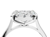 White gold Emerald Diamond Cluster Halo Solitaire with Four-Prong Setting_81