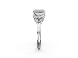 White gold Emerald Diamond Cluster Leaf Design Ring with Prong Setting_104