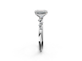 White gold Emerald Diamond Cluster Prong-Set Solitaire Ring_76