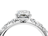 White gold Emerald Diamond Cluster Prong-Set Solitaire Ring_78