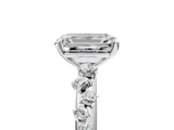 White gold Emerald Diamond Cluster Prong-Set Solitaire Ring_79