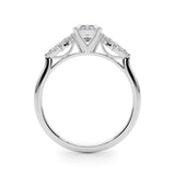 White gold Emerald Diamond Floral Cluster Ring with Marquise Side Stones and Six-Prong Solitaire Setting 2