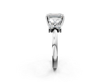 White gold Emerald Diamond Floral Cluster Ring with Solitaire Band and Prong Setting_108