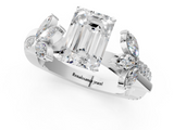 White gold Emerald Diamond Floral Vine Solitaire Engagement Ring_37