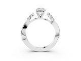 White gold Emerald Diamond Floral Vine Solitaire Engagement Ring_39