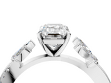 White gold Emerald Diamond Floral Vine Solitaire Engagement Ring_40