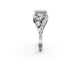 White gold Emerald Diamond Halo Ring with Marquise and Pavé Band in Prong Setting_132