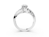White gold Emerald Diamond Halo Ring with Marquise and Pavé Band in Prong Setting_133