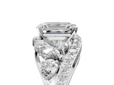 White gold Emerald Diamond Halo Ring with Marquise and Pavé Band in Prong Setting_135