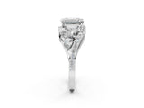 White gold Emerald Diamond Halo Ring with Marquise and Pavé Band in Prong Setting_35