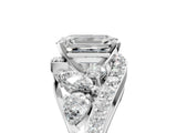 White gold Emerald Diamond Halo Ring with Marquise and Pavé Band in Prong Setting_38