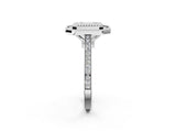 White gold Emerald Diamond Halo Ring with Milgrain Frame and Pavé Band 2