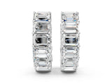 White gold Emerald Diamond Huggie Hoop Earrings_22