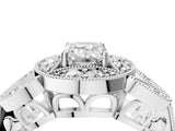 White gold Emerald Diamond Milgrain Marquise Filigree Engagement Ring with Prong Setting_10