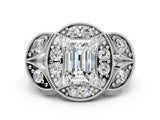 White gold Emerald Diamond Milgrain Marquise Filigree Engagement Ring with Prong Setting_6
