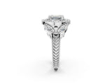 White gold Emerald Diamond Milgrain Marquise Filigree Engagement Ring with Prong Setting_8