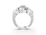 White gold Emerald Diamond Milgrain Marquise Filigree Engagement Ring with Prong Setting_9