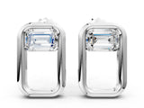 White gold Emerald Diamond Open Frame Stud Earrings_30