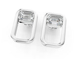 White gold Emerald Diamond Open Frame Stud Earrings_31