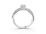 White gold Emerald Diamond Pavé Band Solitaire Ring with Four-Prong Setting_50