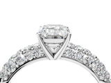White gold Emerald Diamond Pavé Band Solitaire Ring with Four-Prong Setting_51