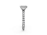 White gold Emerald Diamond Pavé Band Solitaire with Four-Prong Setting_230