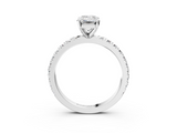 White gold Emerald Diamond Pavé Band Solitaire with Four-Prong Setting_232
