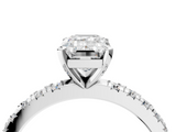 White gold Emerald Diamond Pavé Band Solitaire with Four-Prong Setting_238