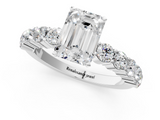 White gold Emerald Diamond Pavé Band Solitaire with Four-Prong Setting_39