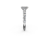 White gold Emerald Diamond Pavé Band Solitaire with Four-Prong Setting_40