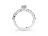 White gold Emerald Diamond Pavé Band Solitaire with Four-Prong Setting_41